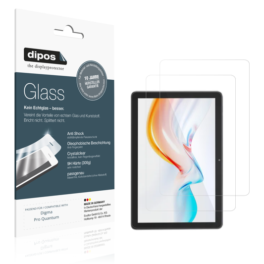 Klare Displayschutzfolie von dipos passend für Digma Pro Quantum, 9H kratzfest und blasenfrei montiert