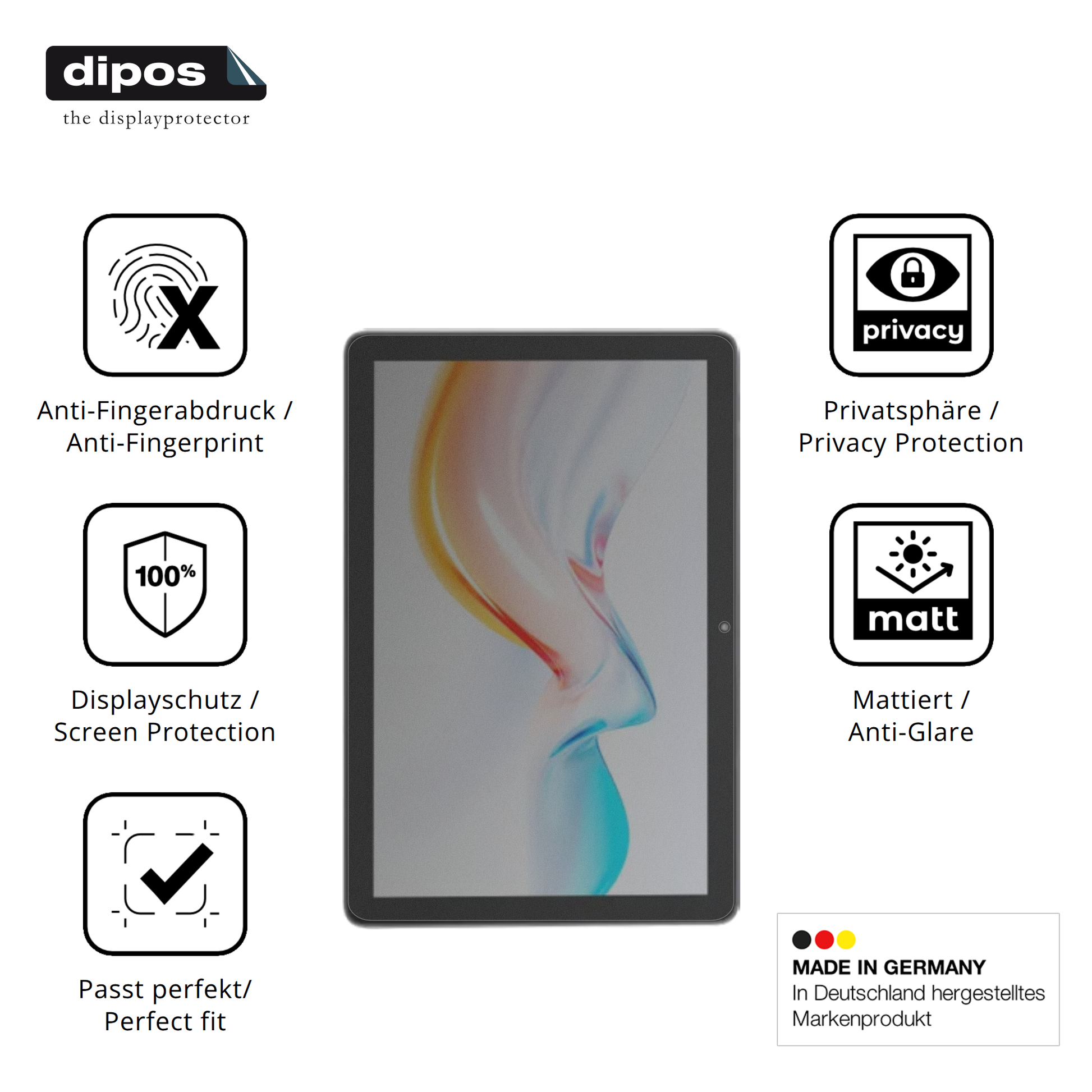 Privatsphäre-Schutz durch Sichtschutz-Folie passend zugeschnitten für Digma Pro Quantum