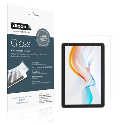 Klare Displayschutzfolie von dipos passend für Digma Pro Spectrum, 9H kratzfest und blasenfrei montiert