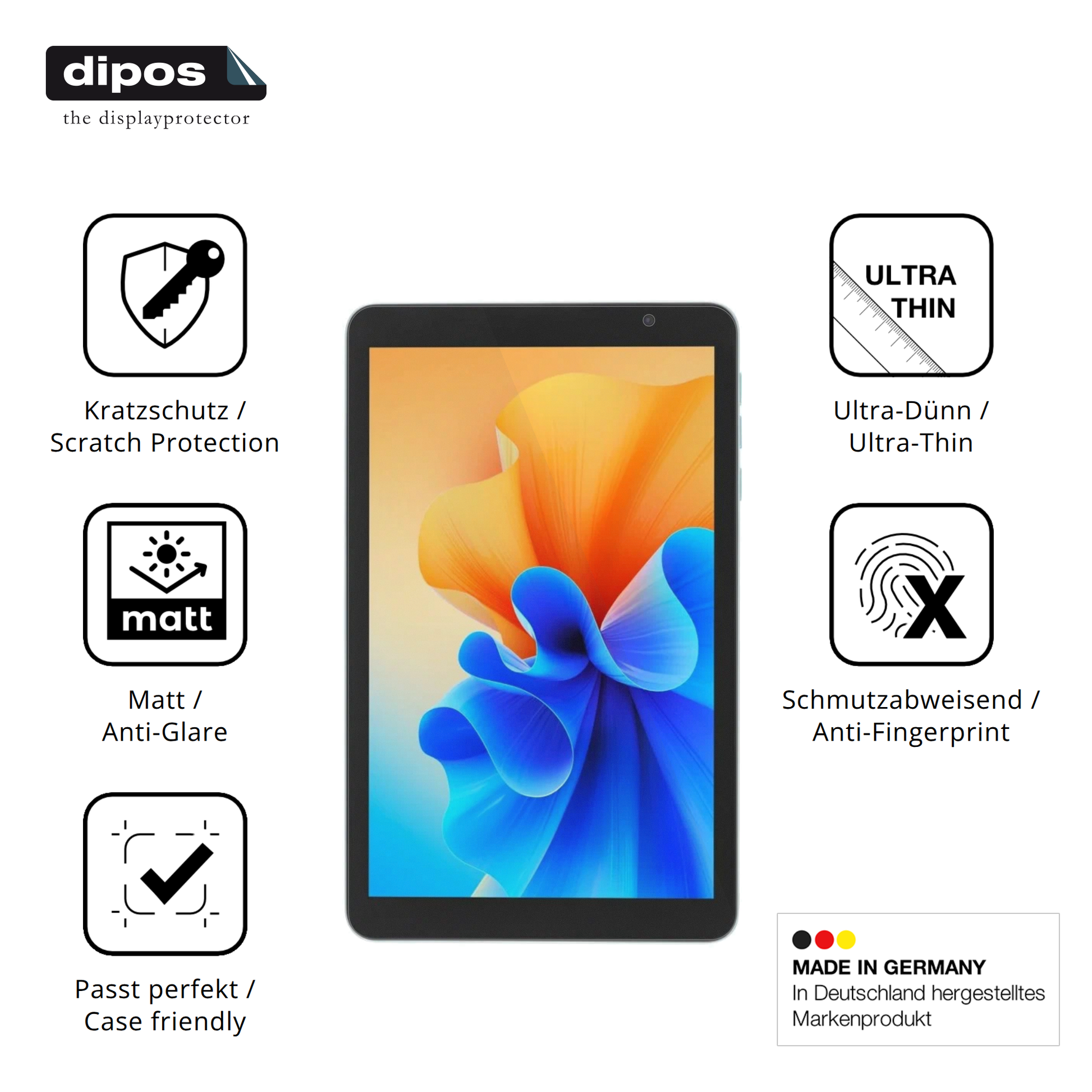 Displayschutz hergestellt in Deutschland, höchste Qualität made in Germany