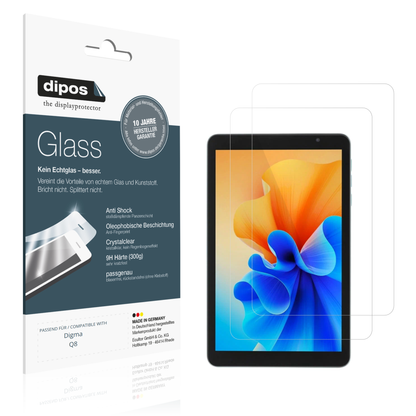 Klare Displayschutzfolie von dipos passend für Digma Q8, 9H kratzfest und blasenfrei montiert
