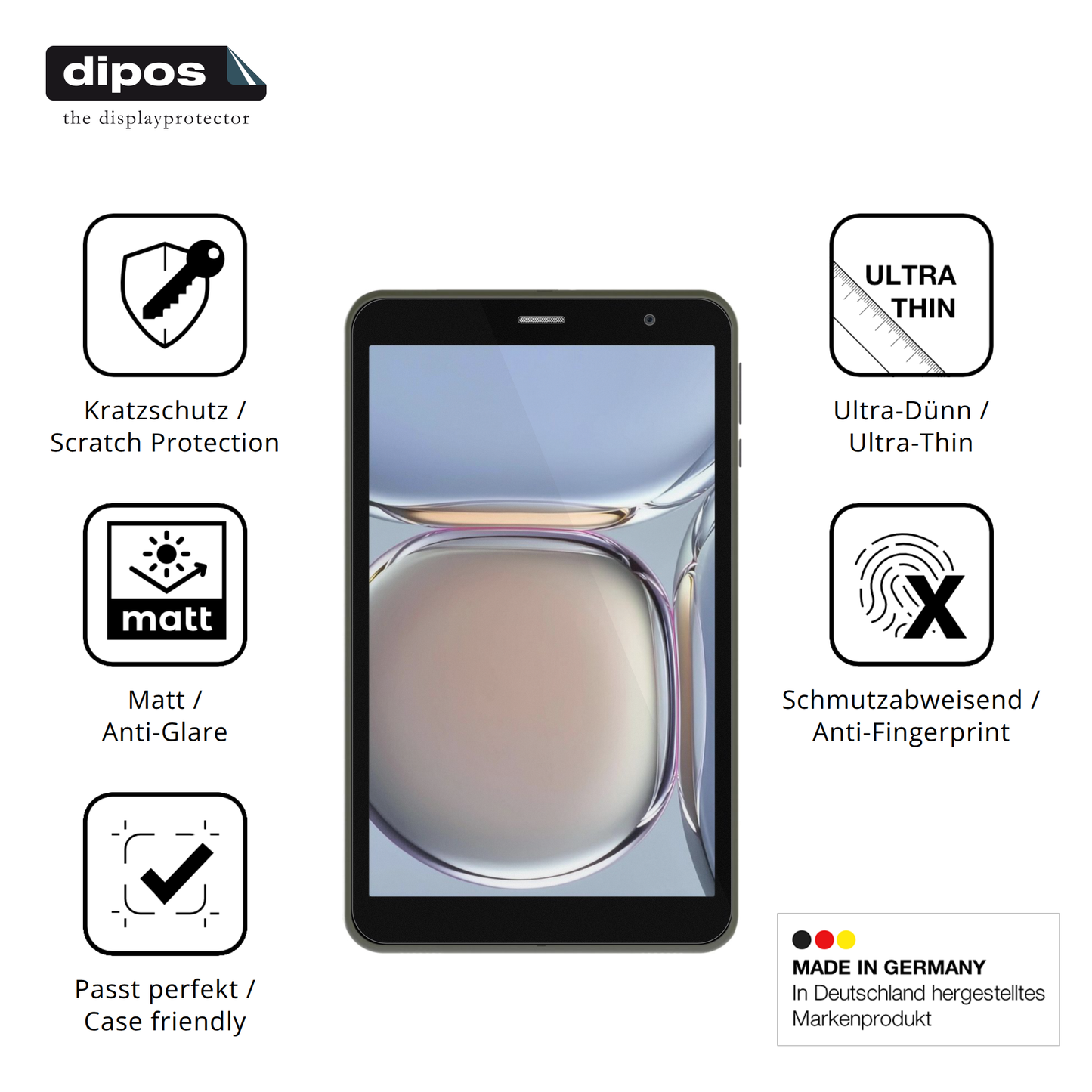 Displayschutz hergestellt in Deutschland, höchste Qualität made in Germany