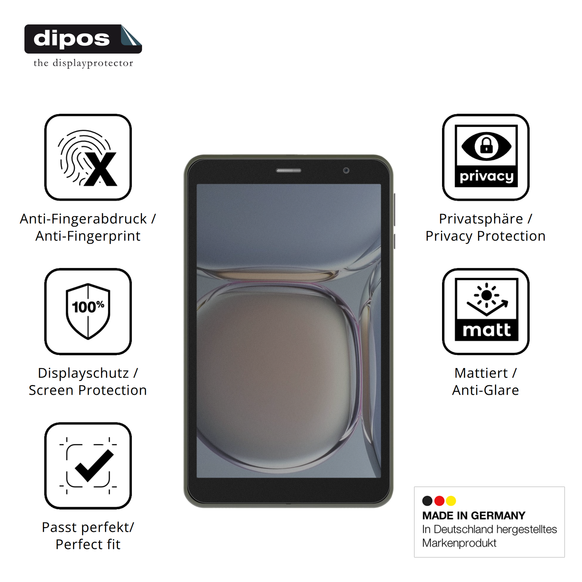 Privatsphäre-Schutz durch Sichtschutz-Folie passend zugeschnitten für Digma R8