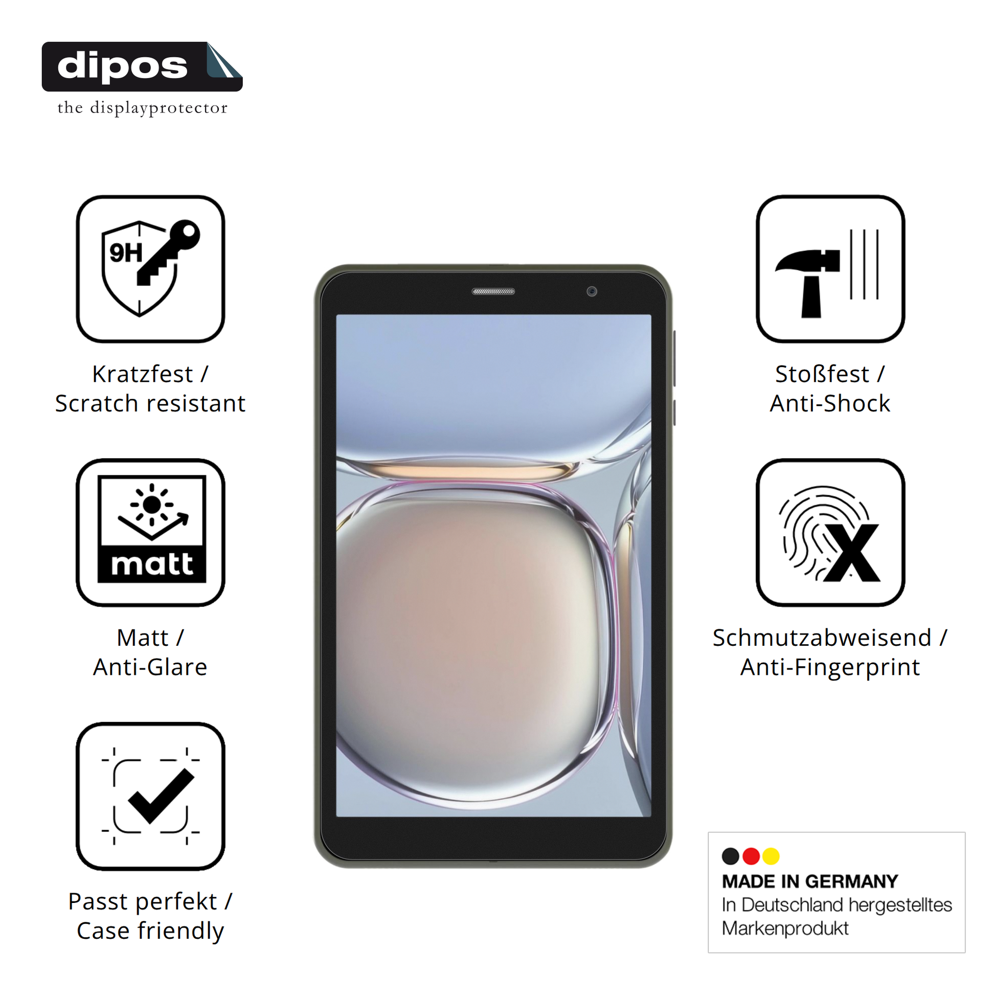 Displayschutz hergestellt in Deutschland, höchste Qualität made in Germany