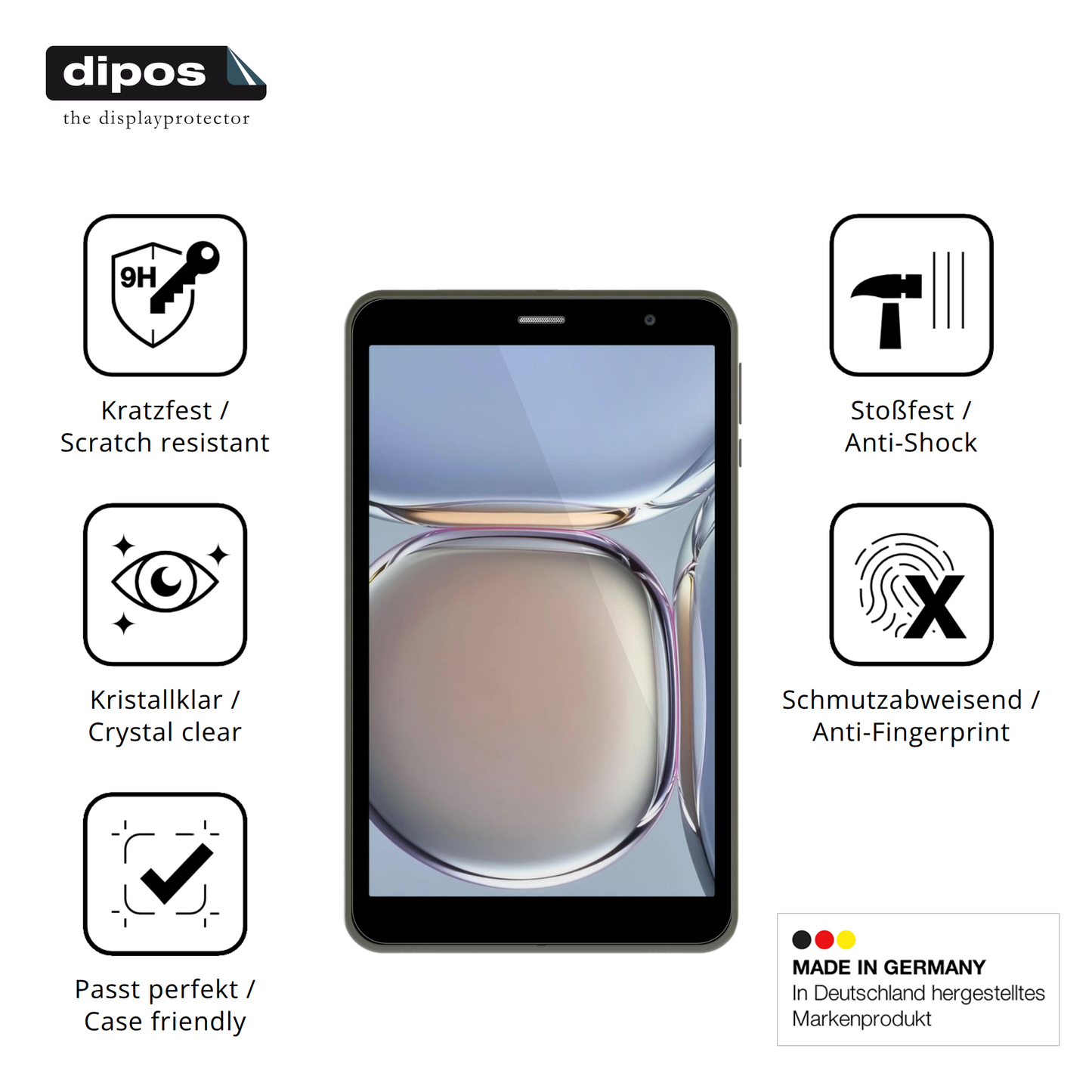 Displayschutz hergestellt in Deutschland, höchste Qualität made in Germany