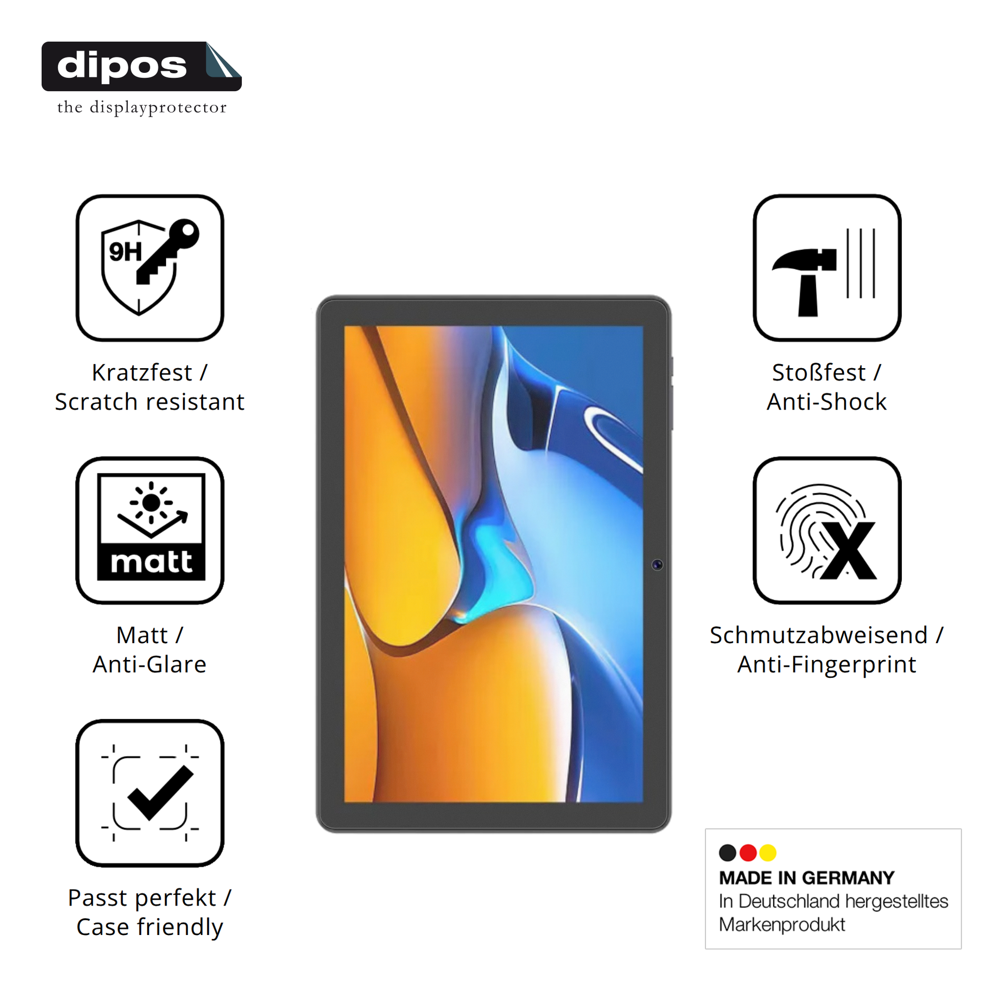 Displayschutz hergestellt in Deutschland, höchste Qualität made in Germany