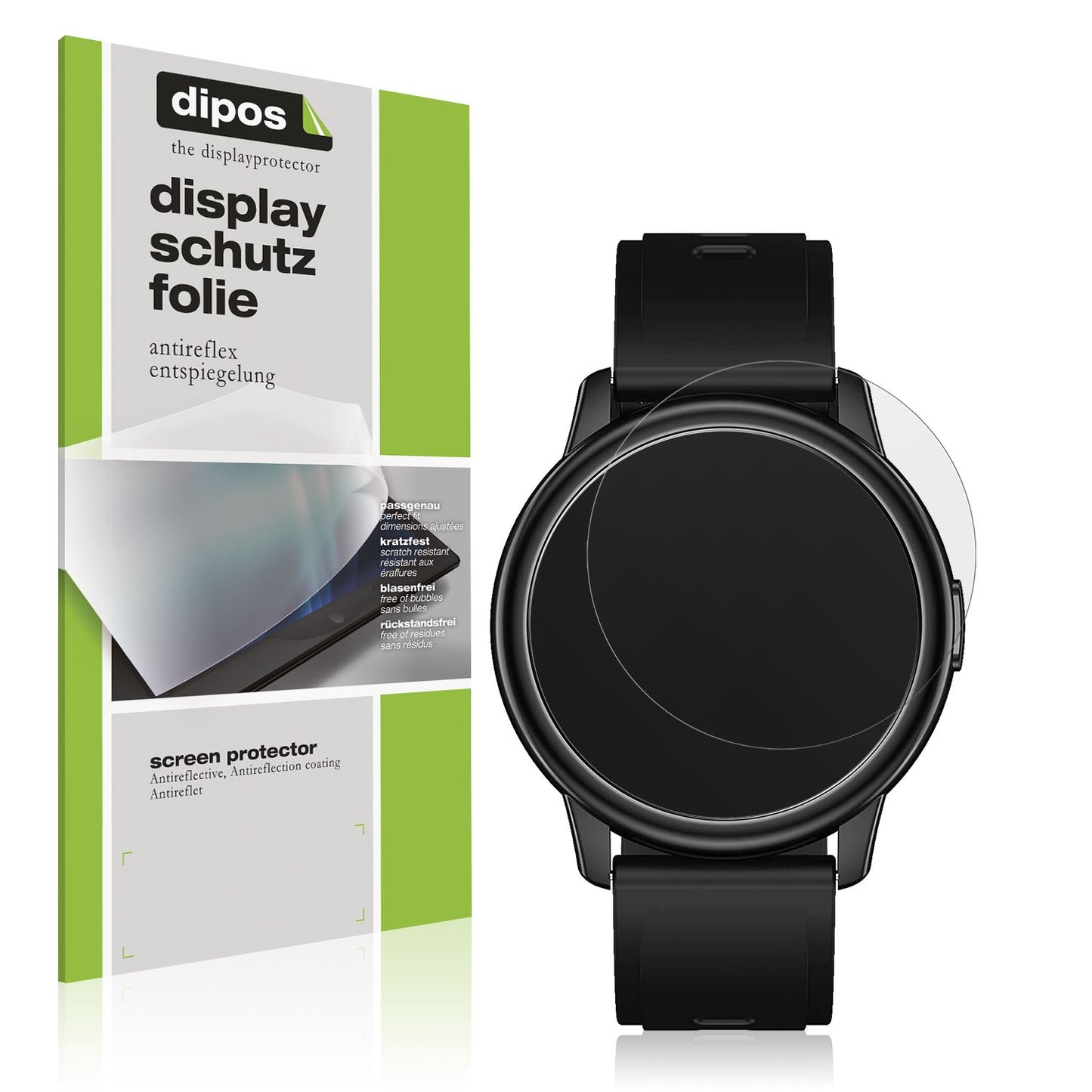 Matte Displayschutzfolie von dipos passend für Cillso 1,3 Zoll Smartwatch, präziser Zuschnitt und blasenfrei montiert