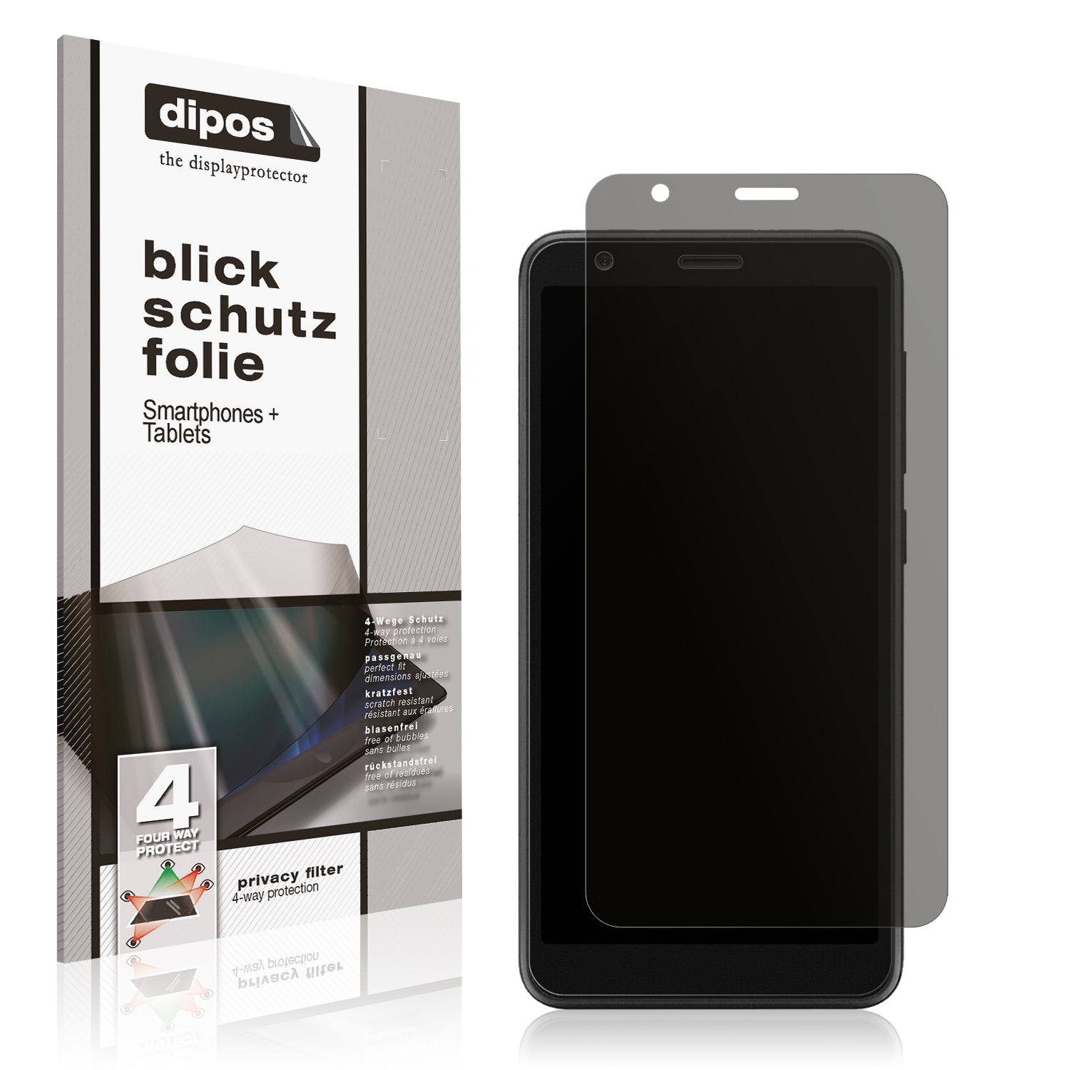 Blickschutzfolie von dipos passend für ZTE Blade Vantage 2, präziser Zuschnitt und blasenfrei montiert