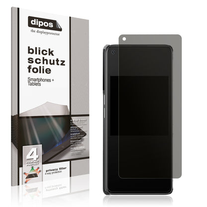 Blickschutzfolie von dipos passend für Oppo K10 Pro, präziser Zuschnitt und blasenfrei montiert