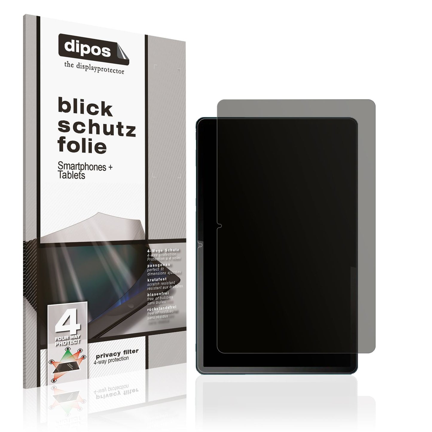 Blickschutzfolie von dipos passend für Motorola Tab G70, präziser Zuschnitt und blasenfrei montiert