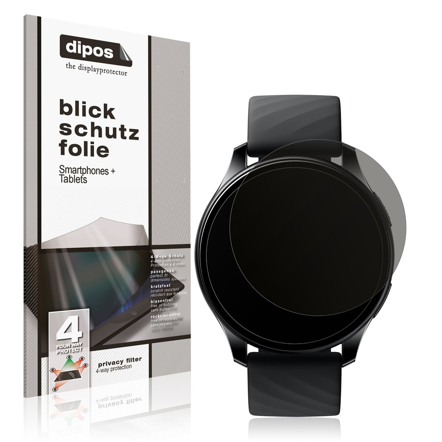 Blickschutzfolie von dipos passend für OnePlus Nord Smartwatch, präziser Zuschnitt und blasenfrei montiert