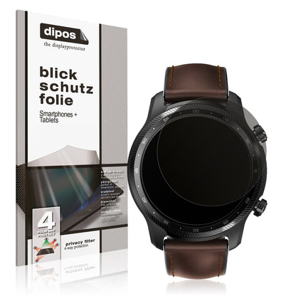 Blickschutzfolie von dipos passend für Ticwatch Pro 3 Ultra, präziser Zuschnitt und blasenfrei montiert