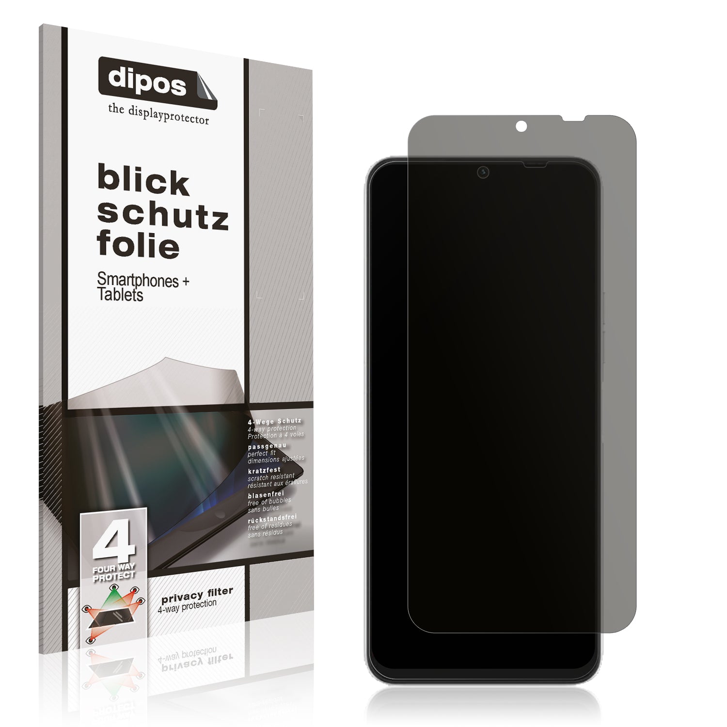 Blickschutzfolie von dipos passend für Umidigi F3 SE, präziser Zuschnitt und blasenfrei montiert