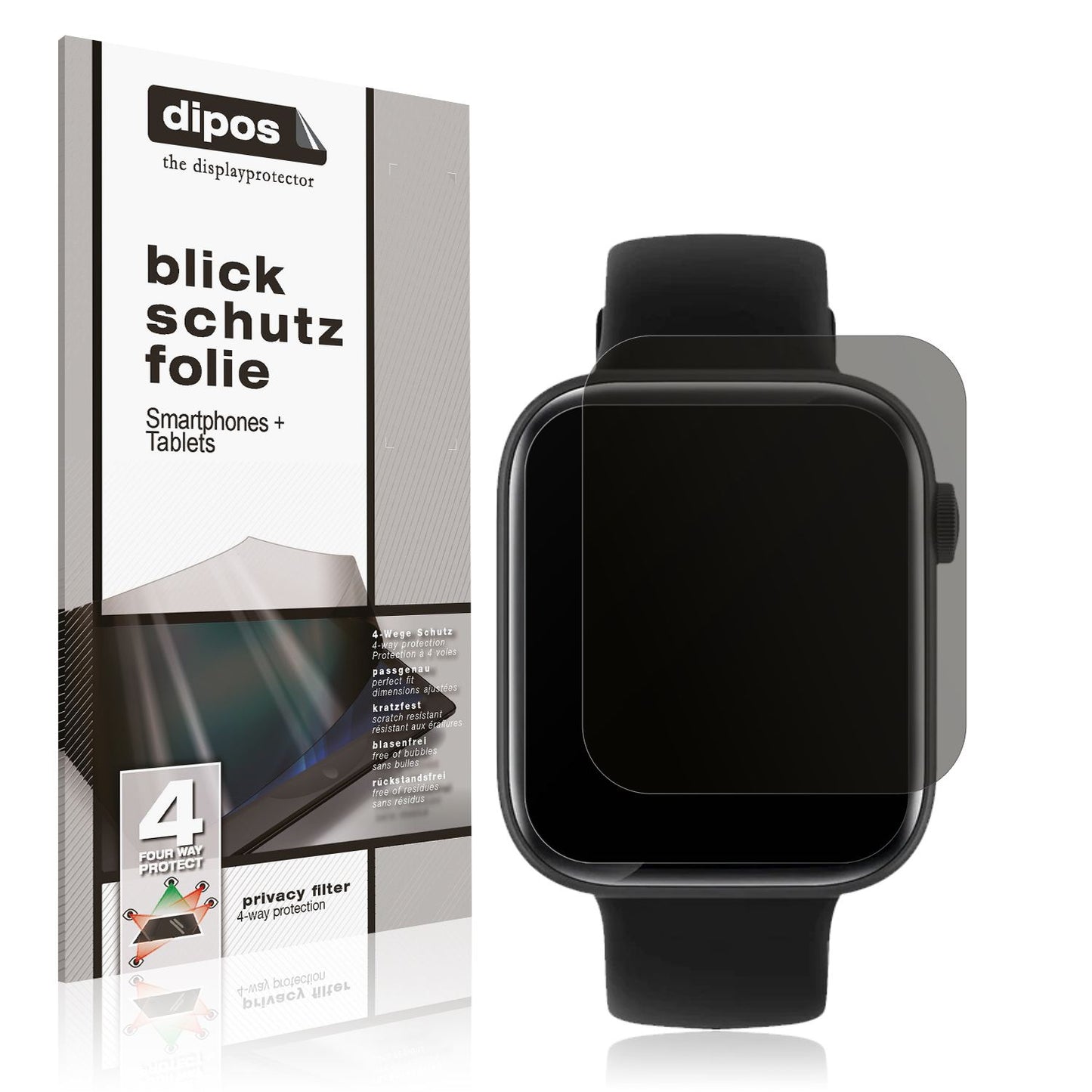 Blickschutzfolie von dipos passend für Fireboltt Ring 3, präziser Zuschnitt und blasenfrei montiert