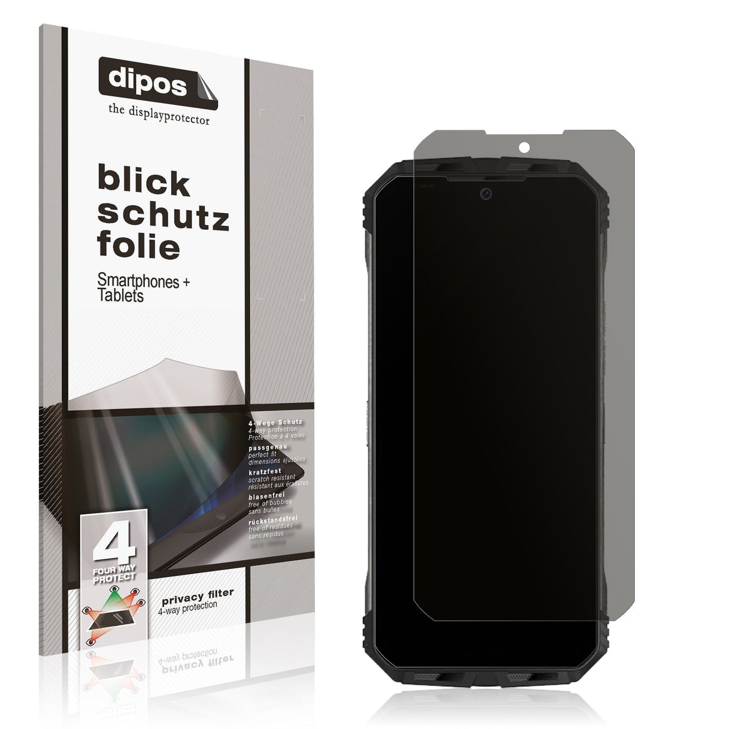 Blickschutzfolie von dipos passend für Doogee V30 Pro, präziser Zuschnitt und blasenfrei montiert