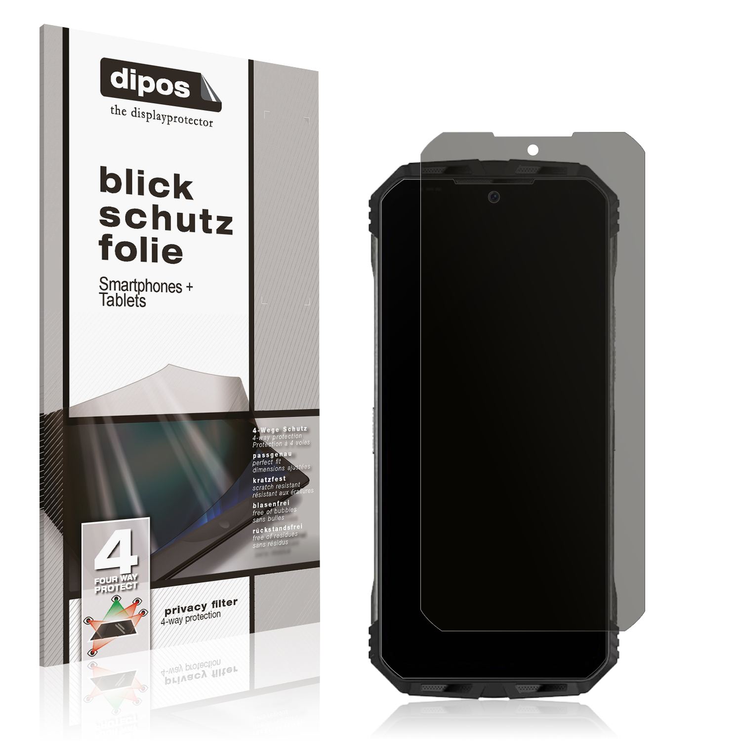 Blickschutzfolie von dipos passend für Doogee V30 Pro, präziser Zuschnitt und blasenfrei montiert