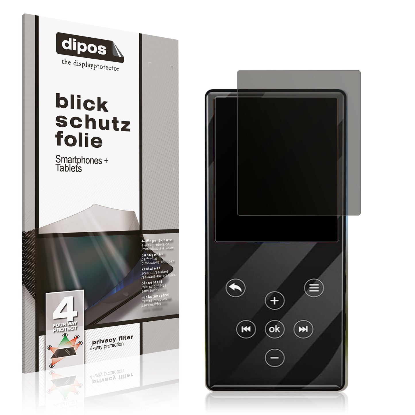 Blickschutzfolie für Gueray Q9 MP3-Player matt Schutzfolie Privacy