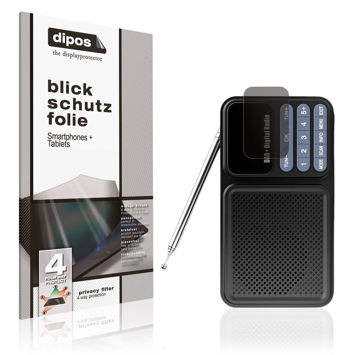 Screen Protector for Gallypek DAB Radio Privacy Filter 4-Way Protection dipos