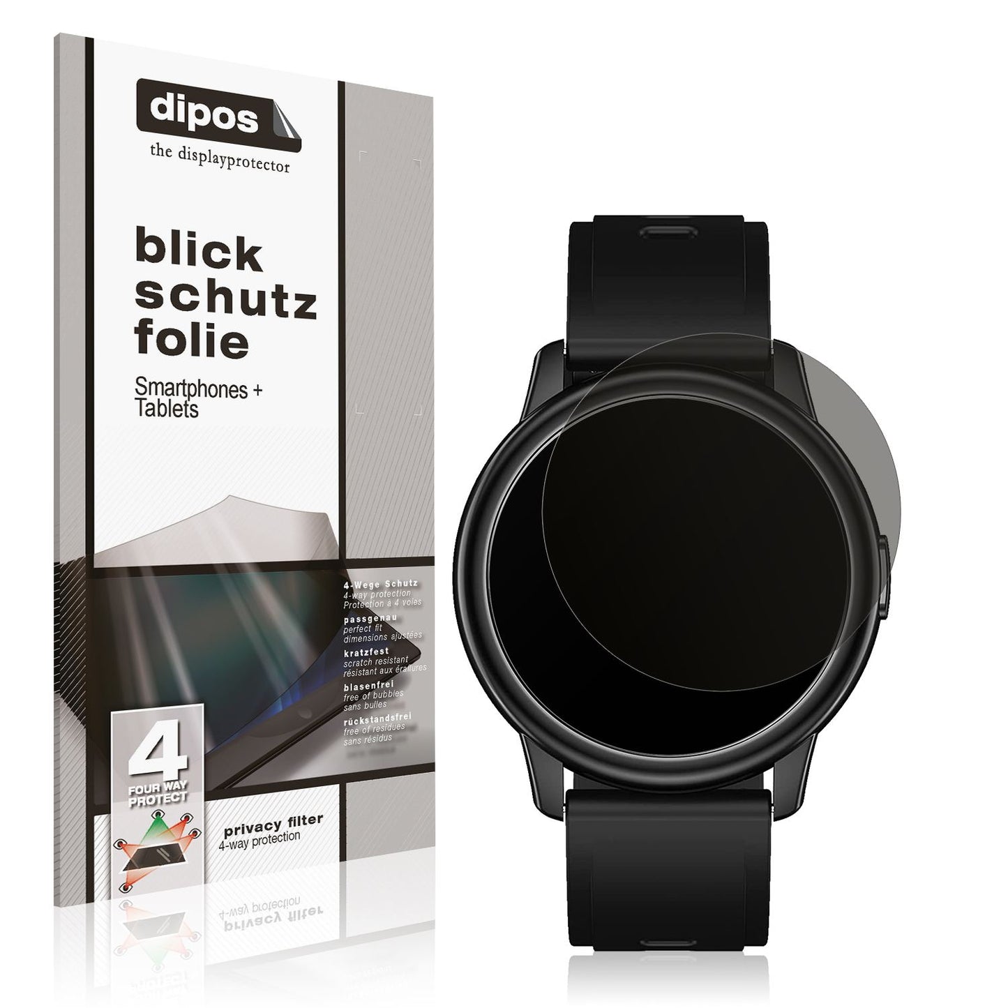 Screen Protector for Cillso  1,3 inch Smartwatch Privacy Filter 4-Way Protection