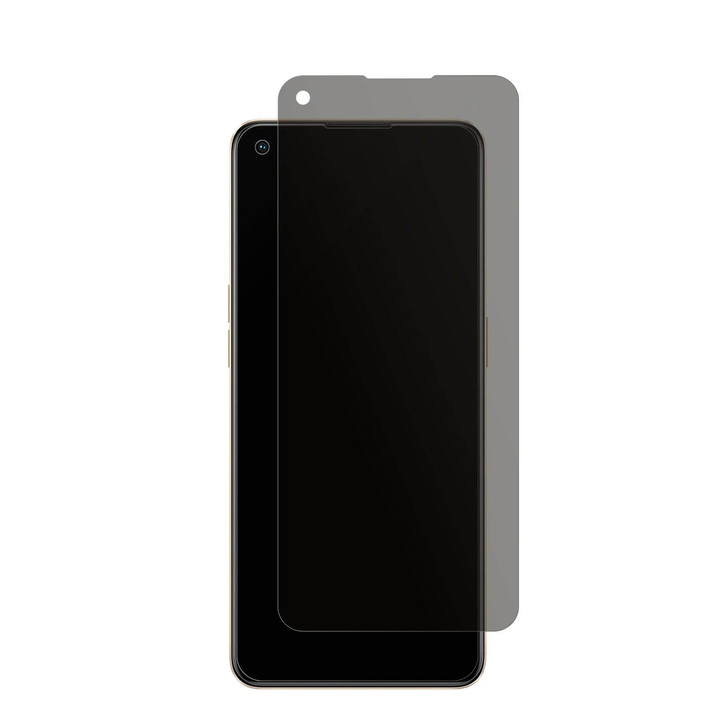 OppoF21 Pro mit aufgebrachtem dipos Displayschutz, der seitliche Einblicke blockiert
