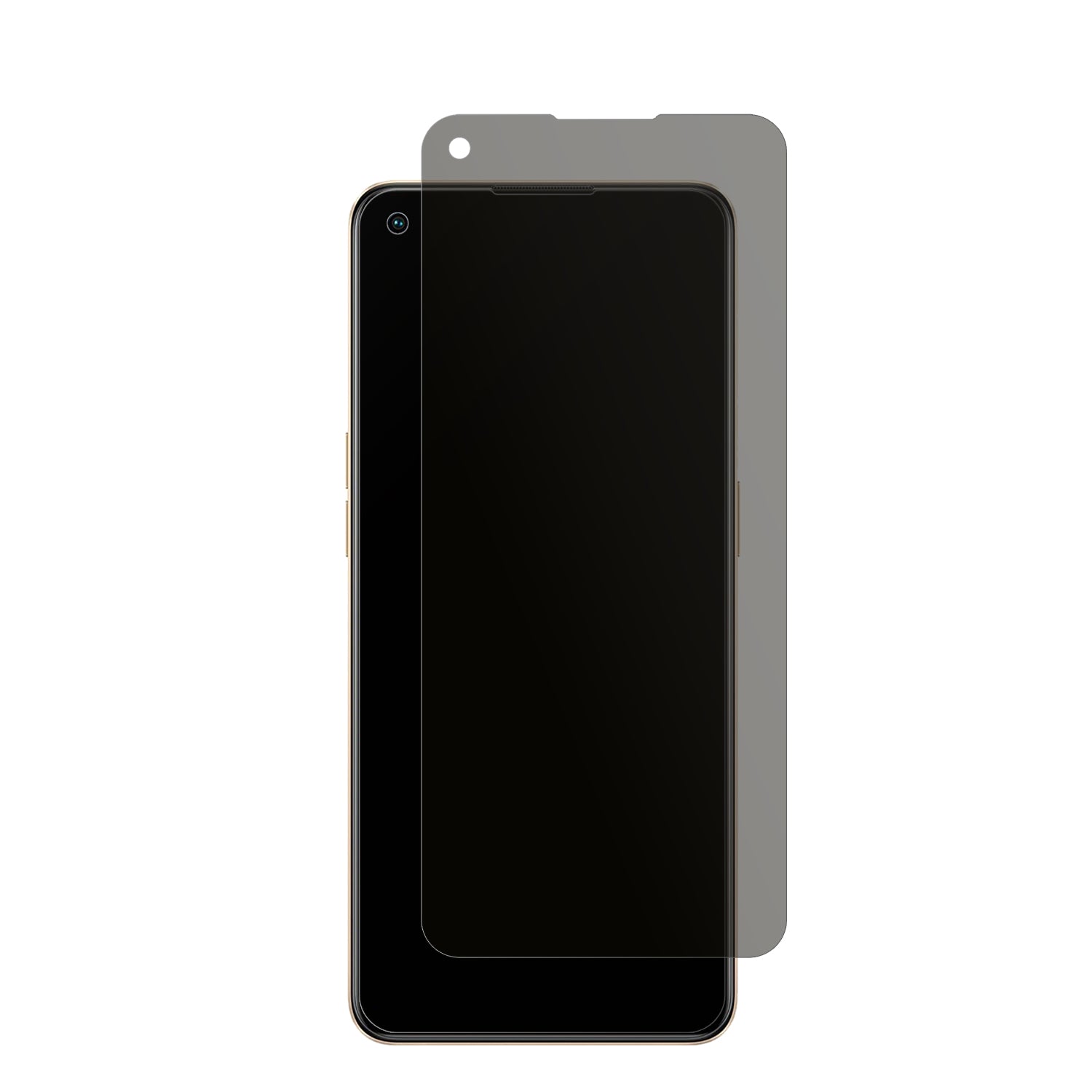 OppoF21 Pro mit aufgebrachtem dipos Displayschutz, der seitliche Einblicke blockiert