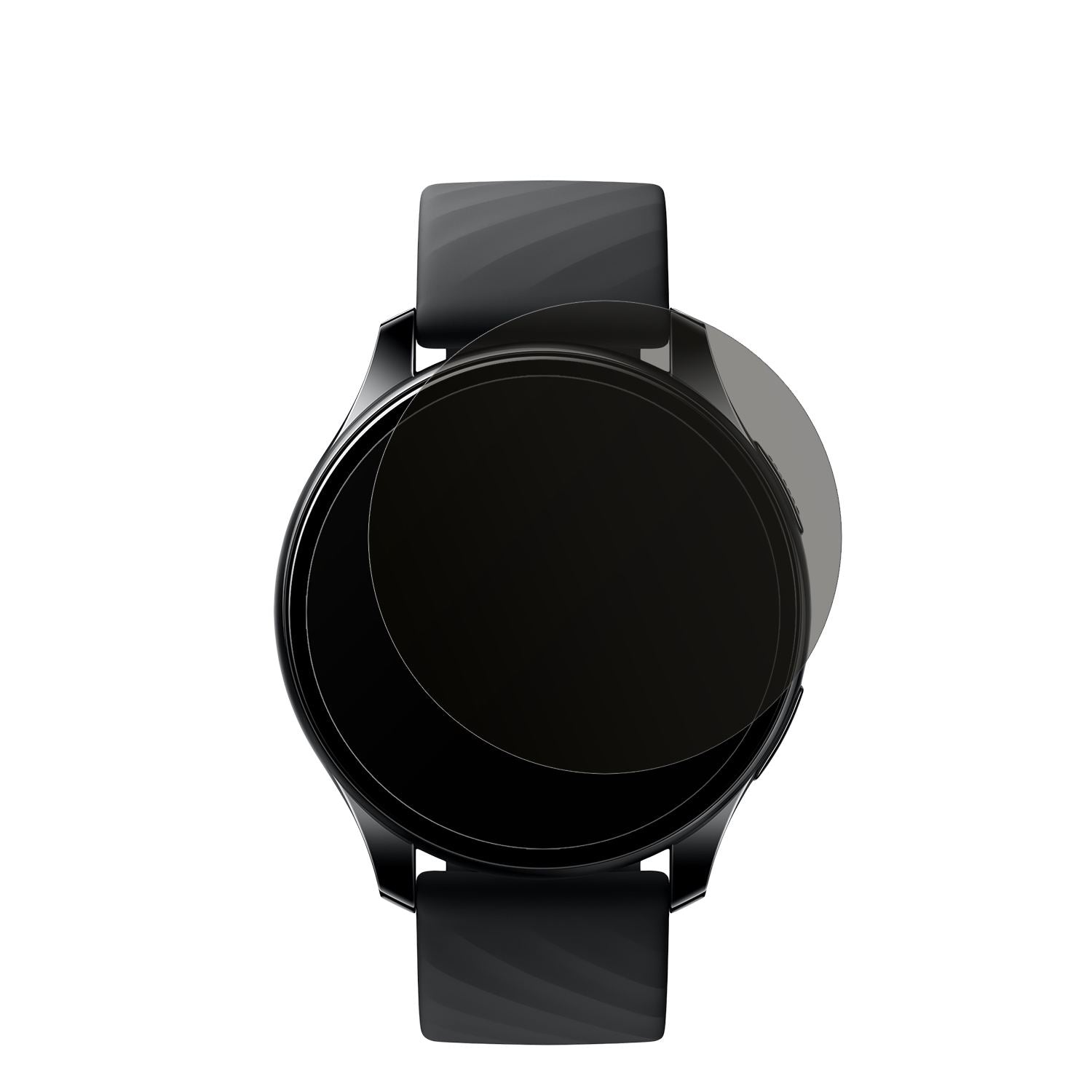 OnePlusNord Smartwatch mit aufgebrachtem dipos Displayschutz, der seitliche Einblicke blockiert