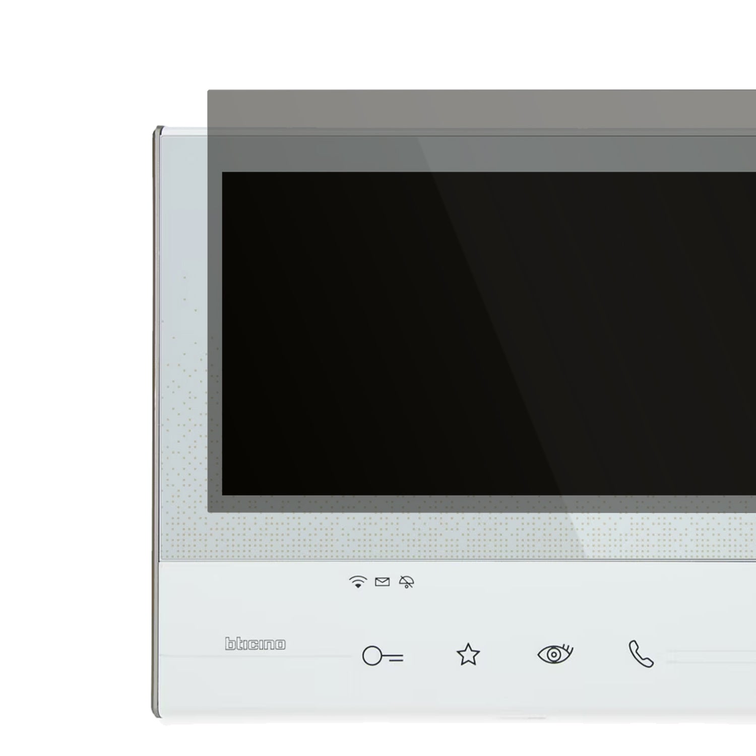 BticinoCLASSE 300 X13 mit aufgebrachtem dipos Displayschutz, der seitliche Einblicke blockiert