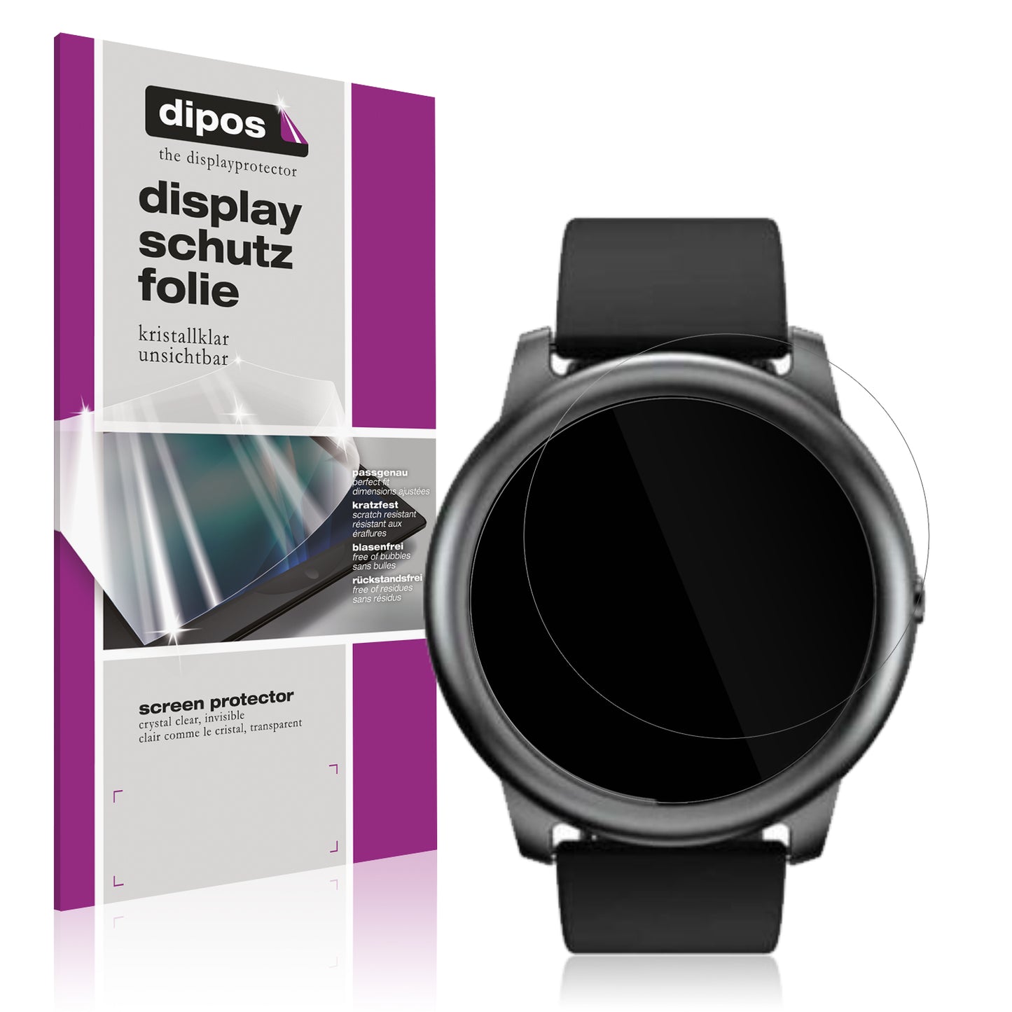 Klare Displayschutzfolie von dipos passend für Haylou LS05S, präziser Zuschnitt und blasenfrei montiert