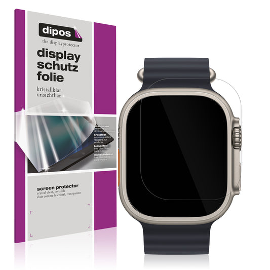 Klare Displayschutzfolie von dipos passend für Apple Watch Ultra 3, präziser Zuschnitt und blasenfrei montiert
