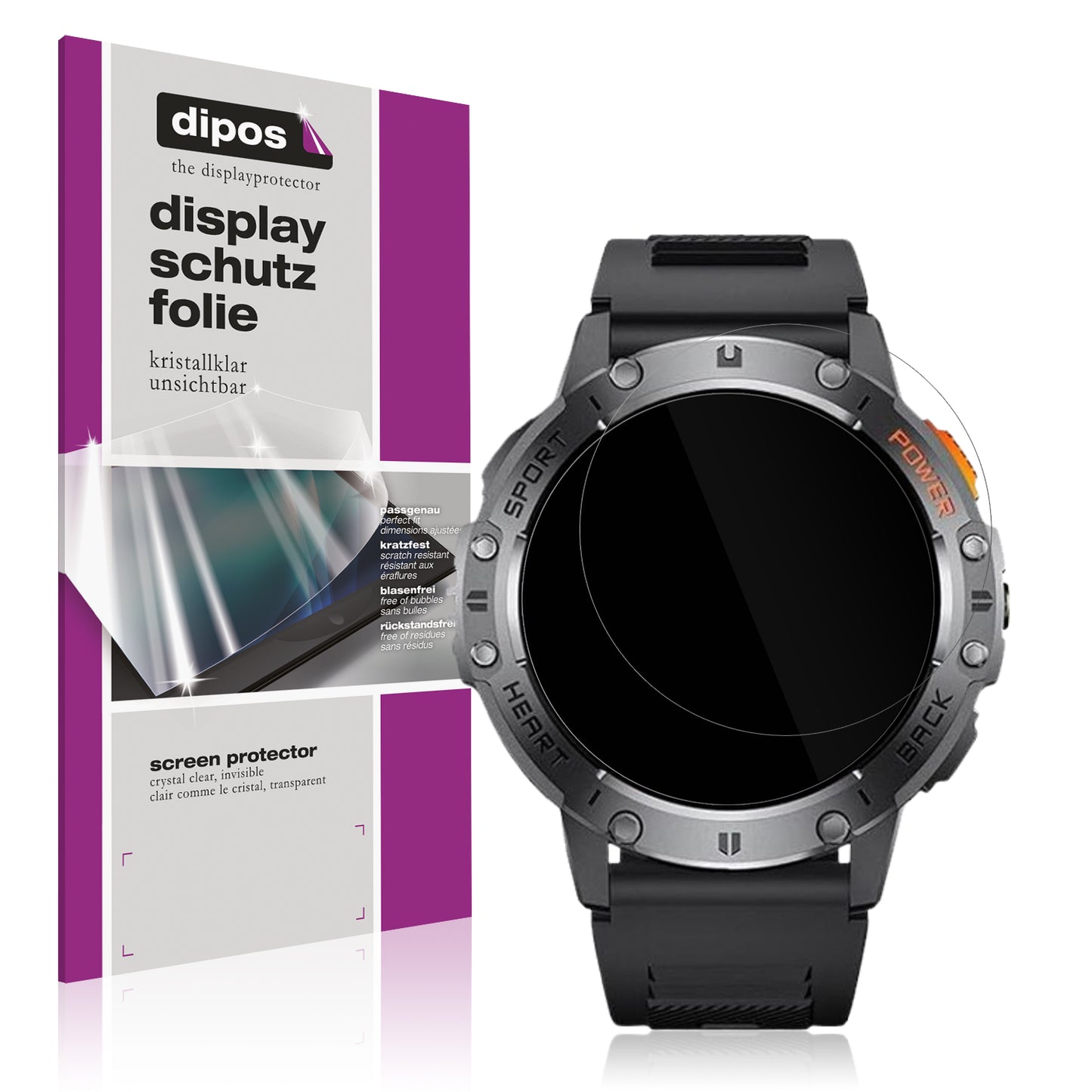 6x Schutzfolie klar für Dremac 1.43 Zoll Smartwatch Display-Schutzfolie