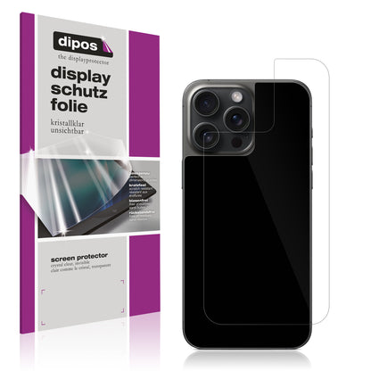 4x Schutzfolie klar für Apple iPhone 15 Pro Rückseite Display-Schutzfolie
