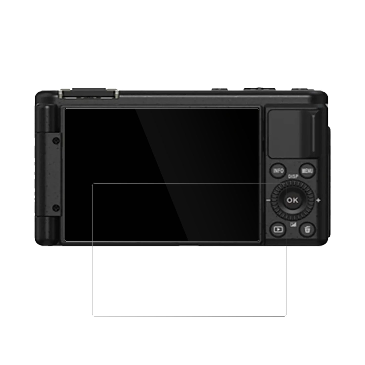 YashicaCity 200 mit aufgebrachter dipos Displayschutzfolie, glasklare Darstellung ohne Einschränkungen