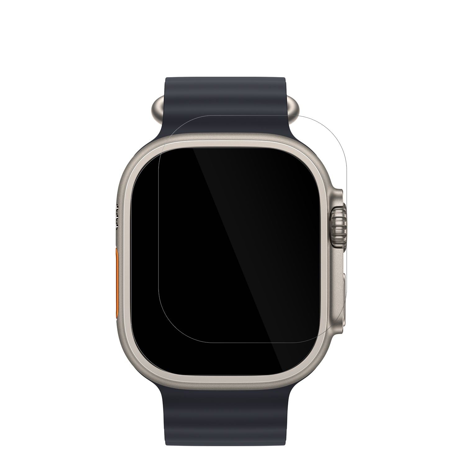 AppleWatch Ultra 3 mit aufgebrachter dipos Displayschutzfolie, glasklare Darstellung ohne Einschränkungen
