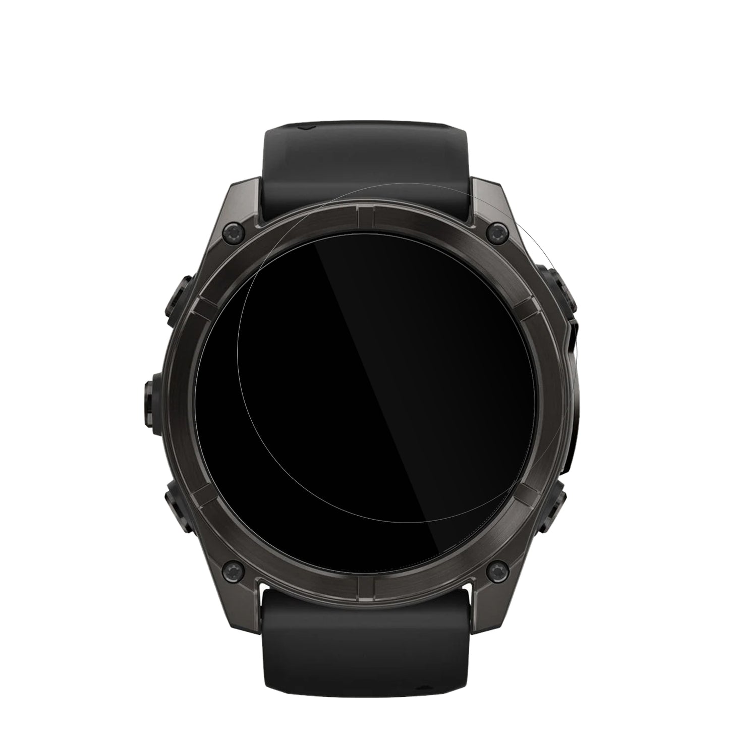 GarminFenix 8 47mm mit aufgebrachter dipos Displayschutzfolie, glasklare Darstellung ohne Einschränkungen