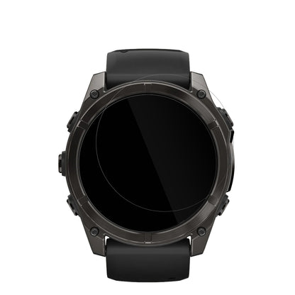 GarminFenix 8 47mm mit aufgebrachter dipos Displayschutzfolie, glasklare Darstellung ohne Einschränkungen