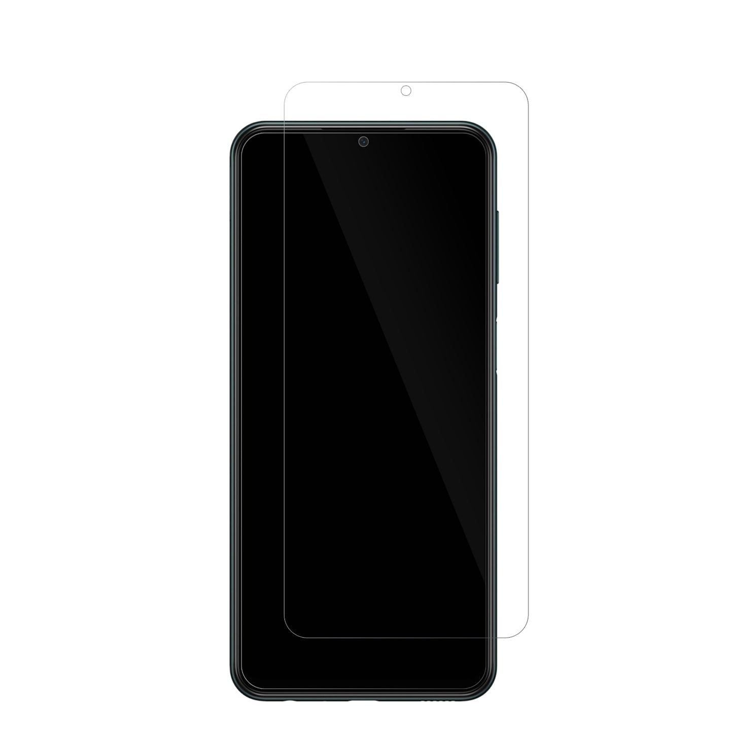 SamsungGalaxy M23 5G mit aufgebrachter dipos Displayschutzfolie, glasklare Darstellung ohne Einschränkungen