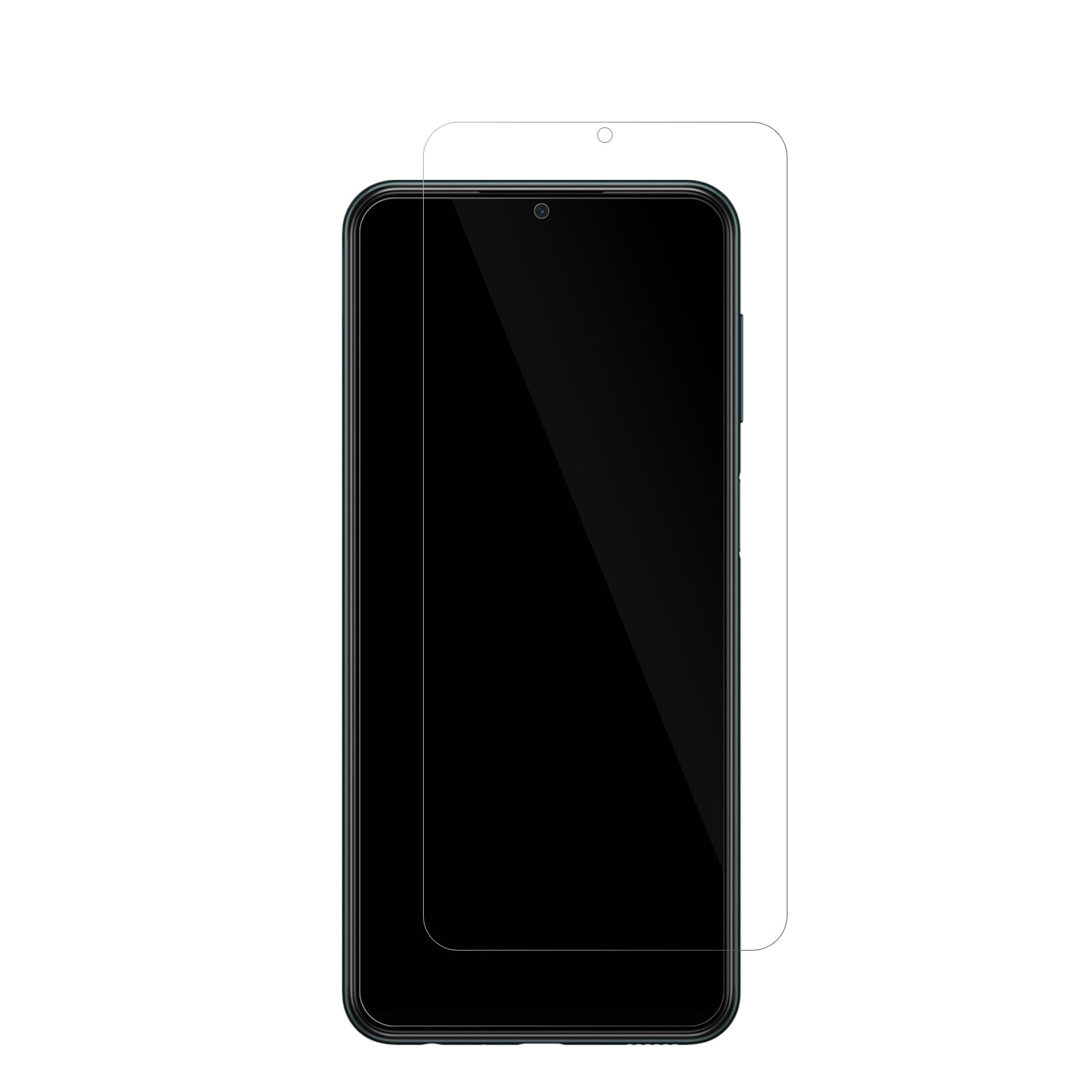 SamsungGalaxy M23 5G mit aufgebrachter dipos Displayschutzfolie, glasklare Darstellung ohne Einschränkungen