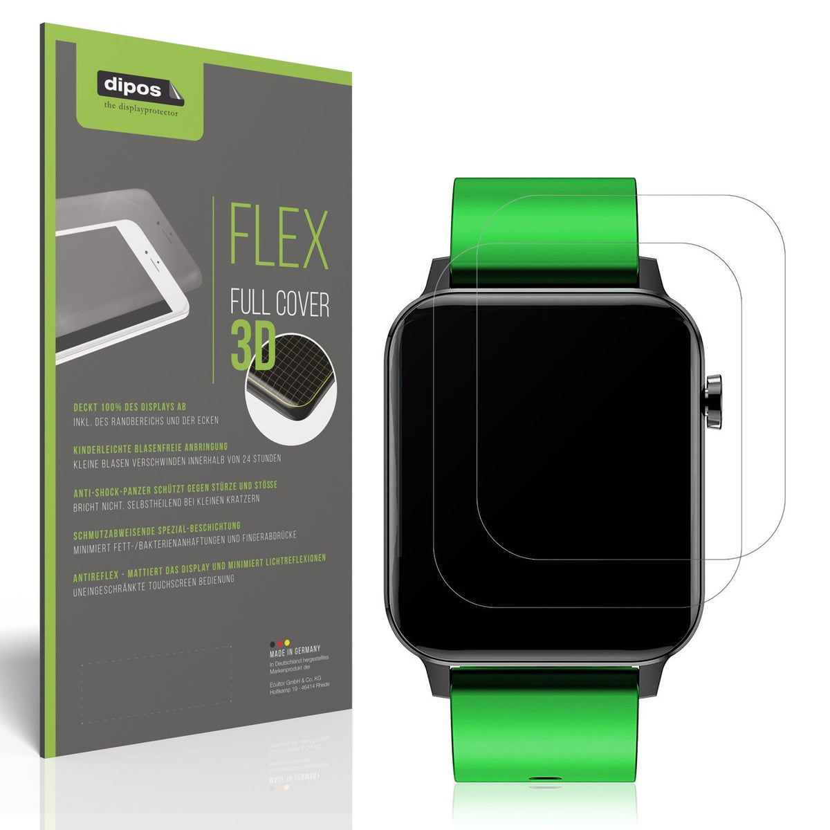 dipos FLEX 2x Matte Screen Protector for Judneer 1,4 Zoll Smartwatch