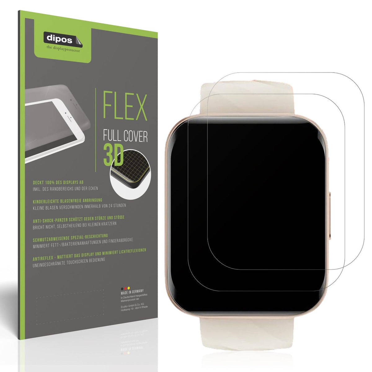 2x Full Cover matte Film for Mutoy Smartwatch 1.69 Zoll Screen Protector
