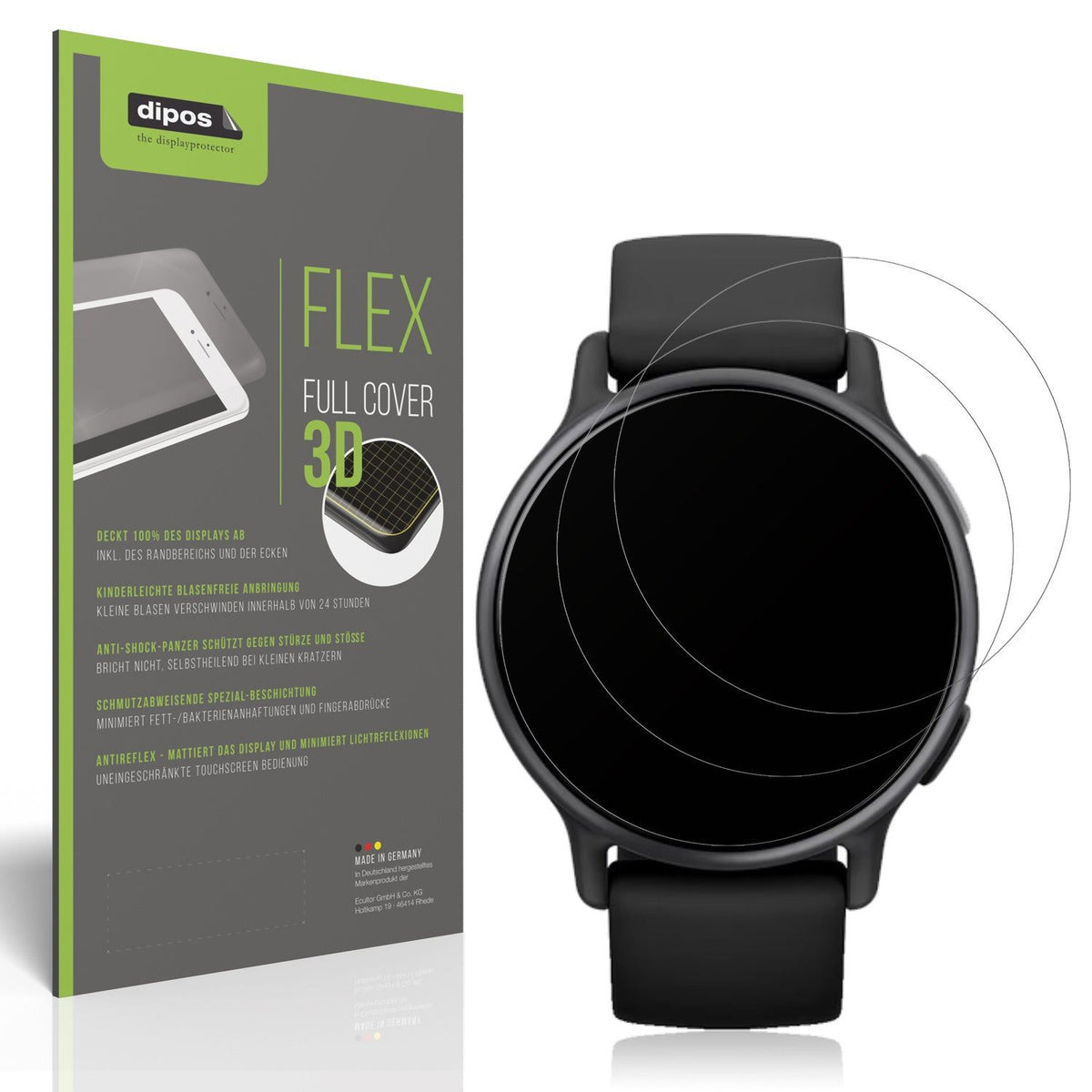 2x Full Cover matte Film for Garmin Vivoactive 5 Screen Protector Anti-Shock