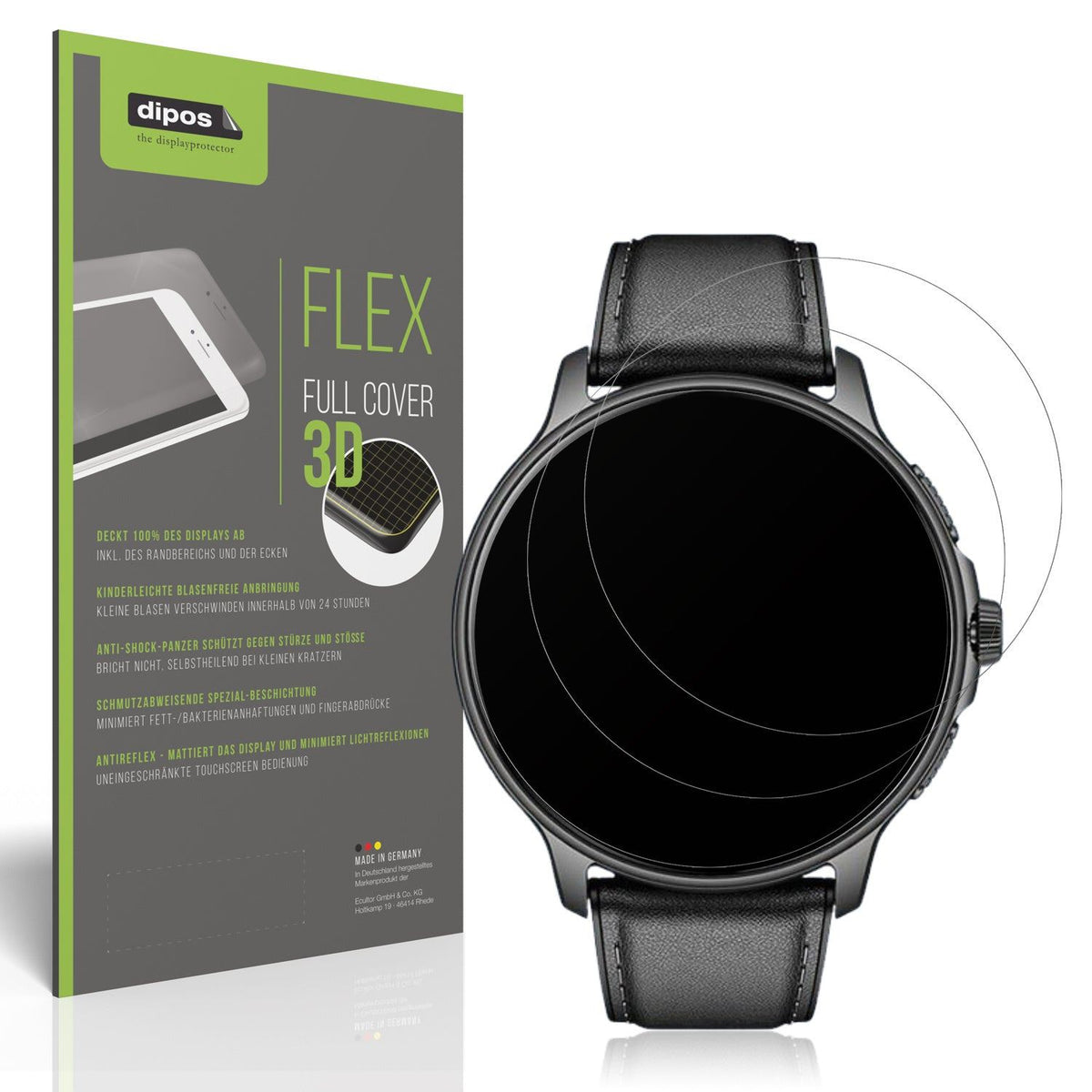 2x Full Cover matte Film for Smartwatch 28.5mm durchmesser Screen Protector