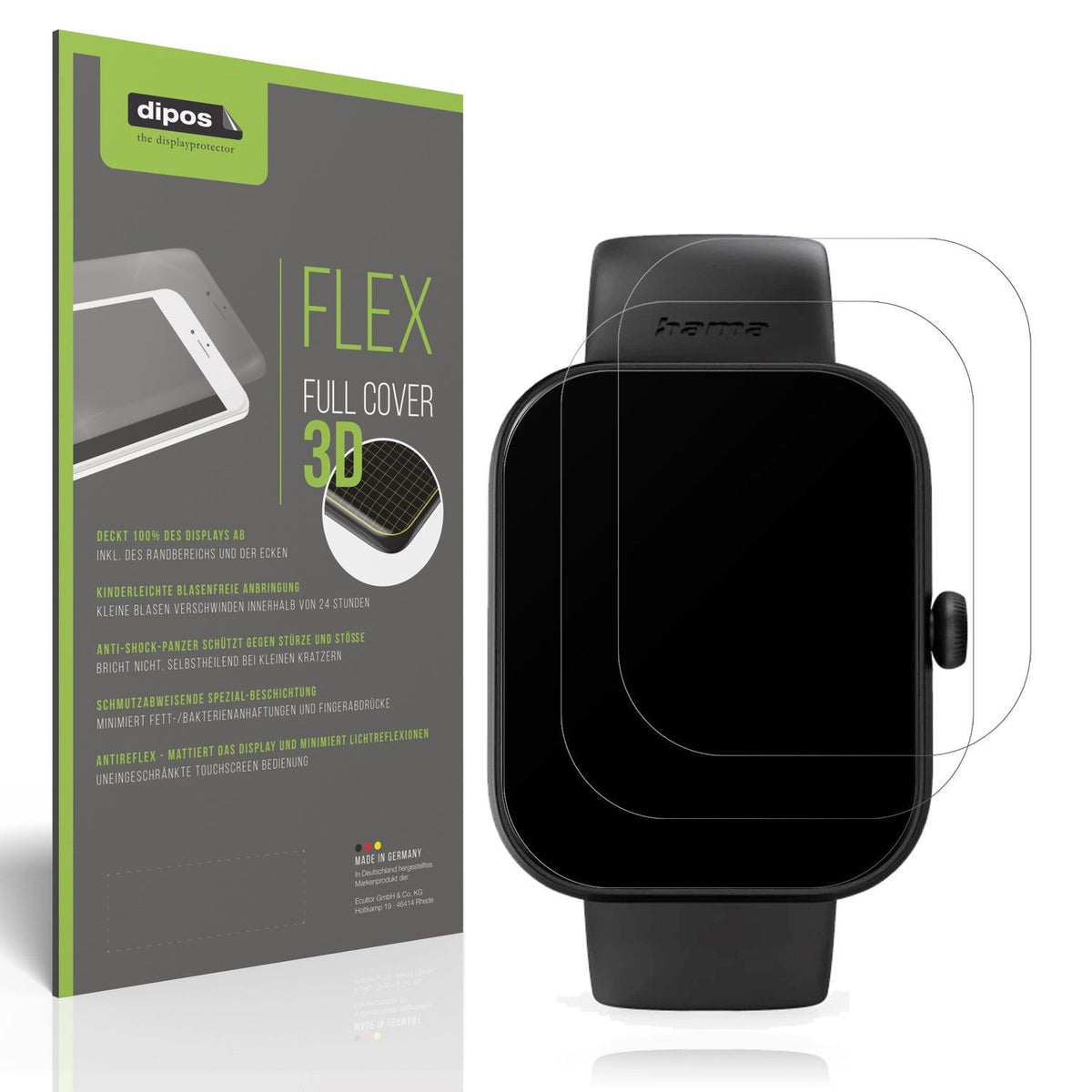 2x Full Cover matte Film for Hama Fit Watch 5000 Screen Protector Anti-Shock