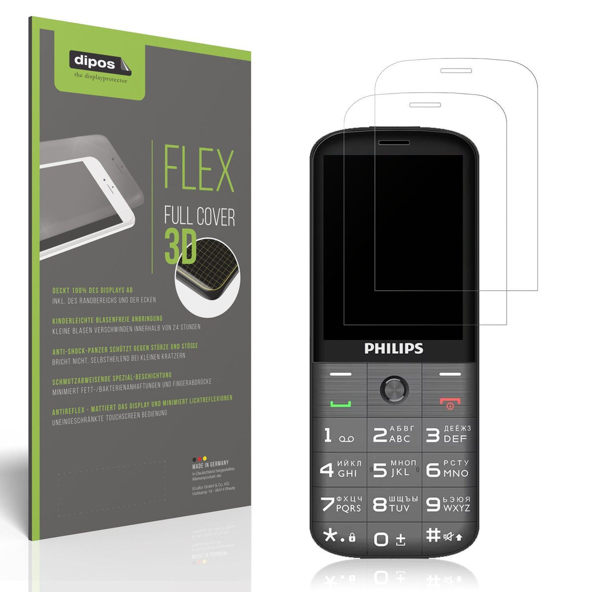 2x Full Cover matte Film for Philips Xenium E227 Screen Protector Anti-Shock