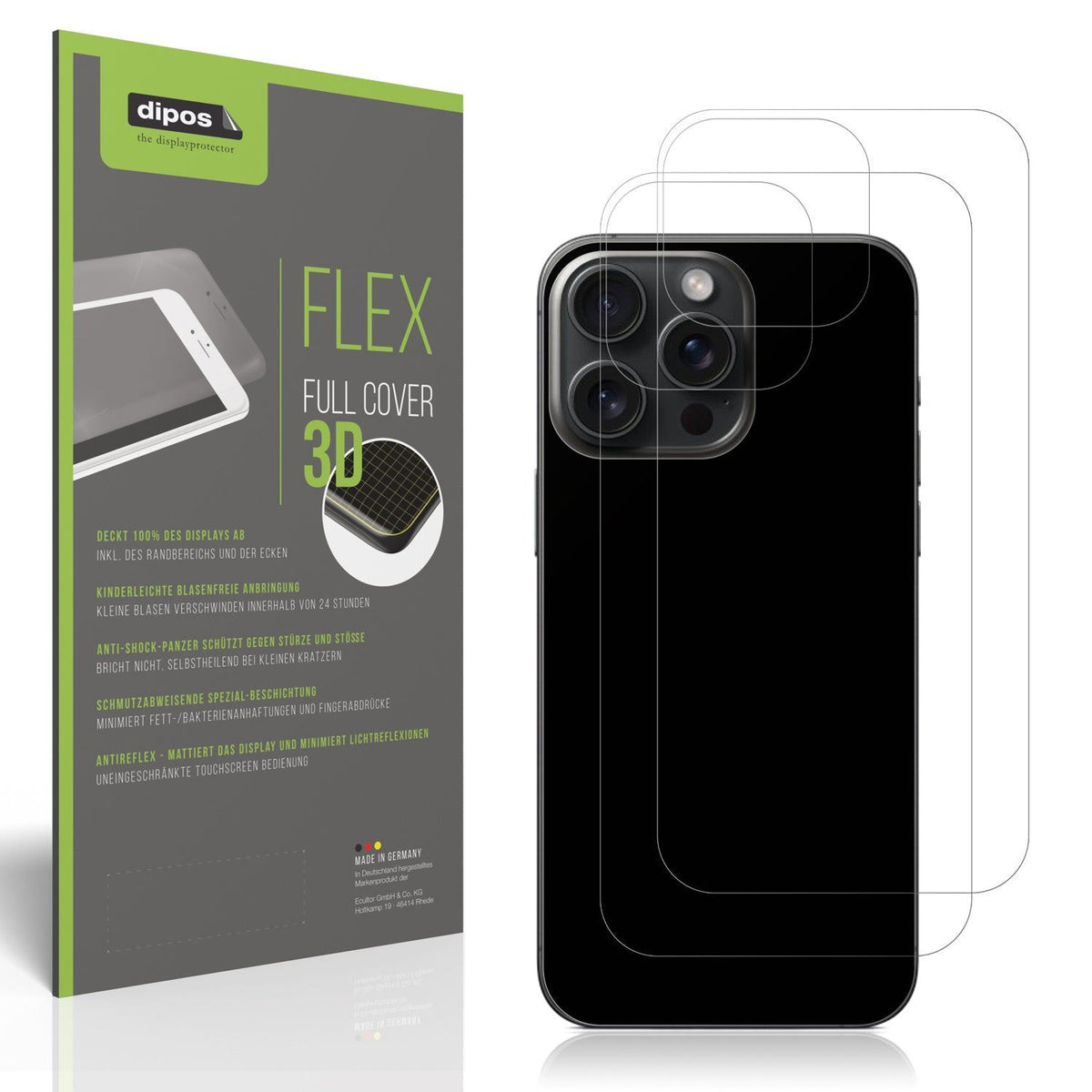 2x Full Cover matte Film for Apple iPhone 16 Pro Rückseite Screen Protector