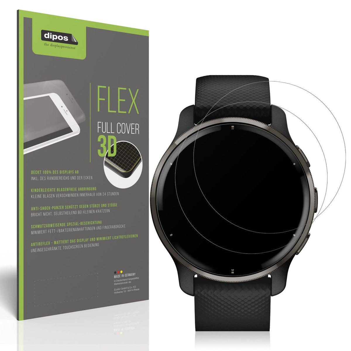2x Full Cover matte Film for Garmin Venu 2 Plus (43mm) Screen Protector