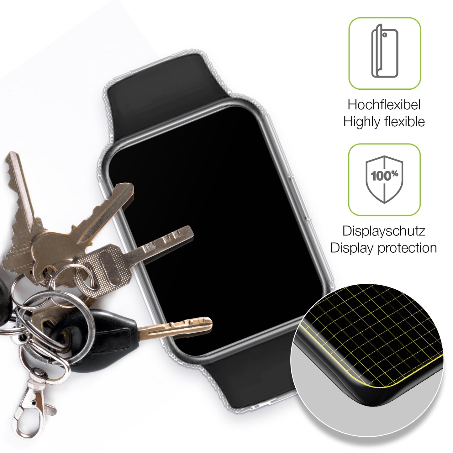 2x Full Cover Schutzfolie matt für Huawei Watch Fit 2