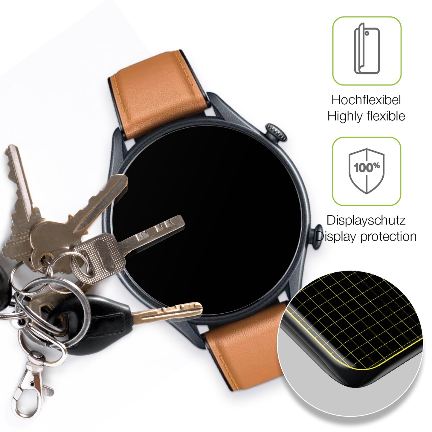 2x Full Cover Schutzfolie matt für Motsfit Smartwatch 1.56 Zoll