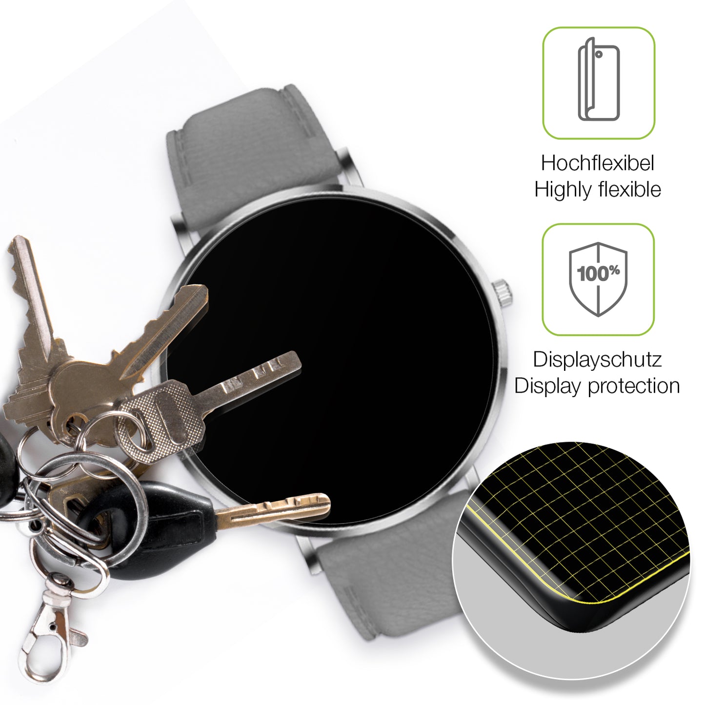 2x Full Cover Schutzfolie matt für Pireware Slim Smartwatch