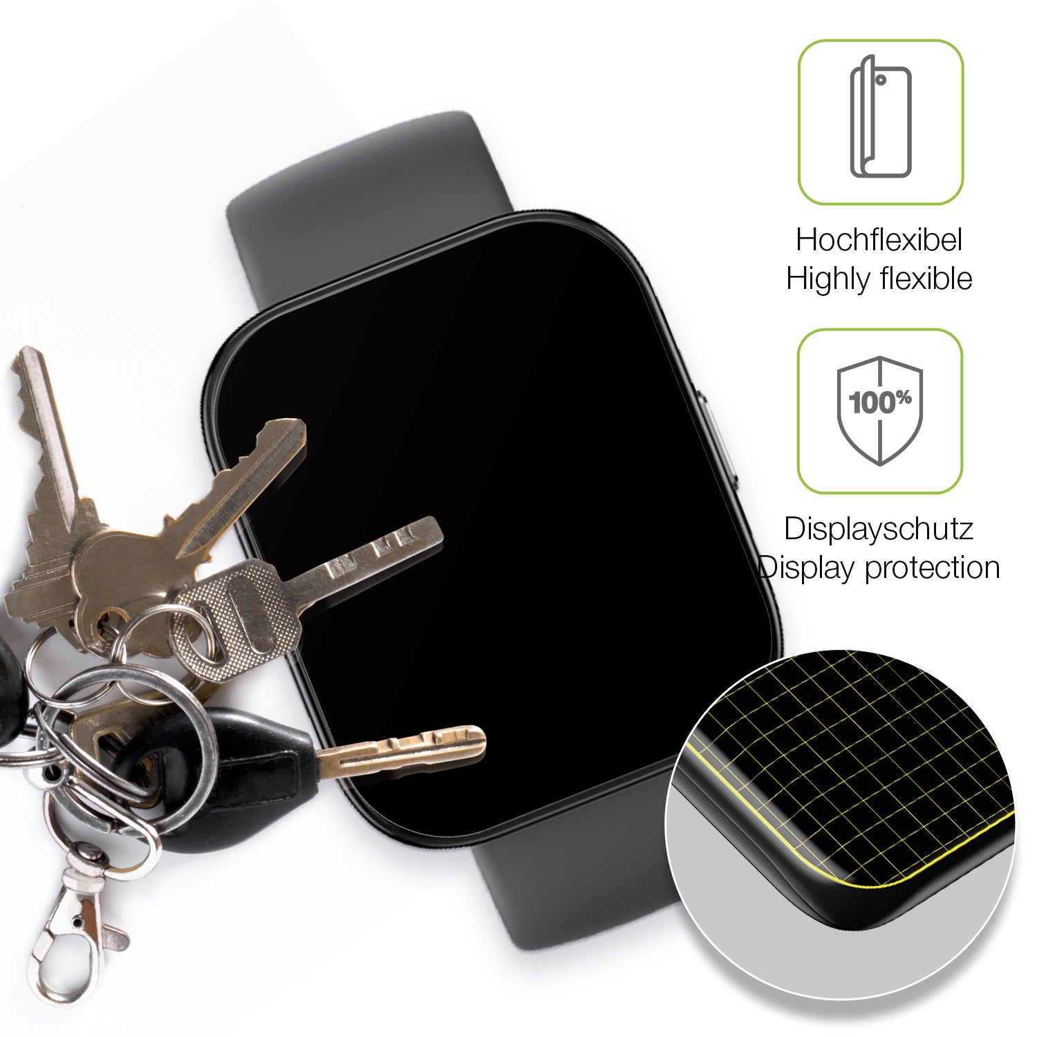 dipos Displayschutz für Amazfit Bip 5, transparente Oberfläche, perfekte Passform auch für die Rundungen