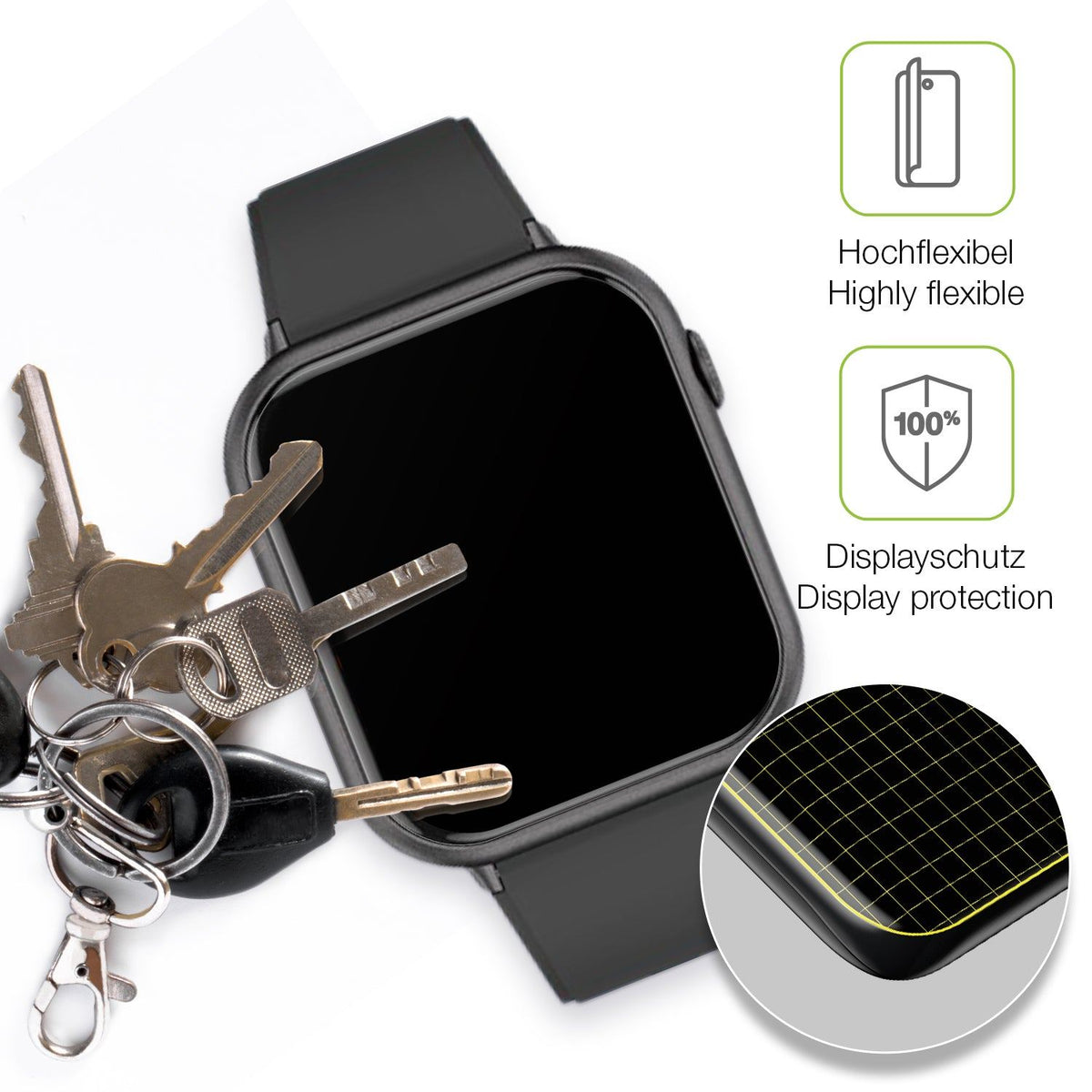 2x Full Cover matte Film for Mutoy Smartwatch 1.83 Zoll Screen Protector